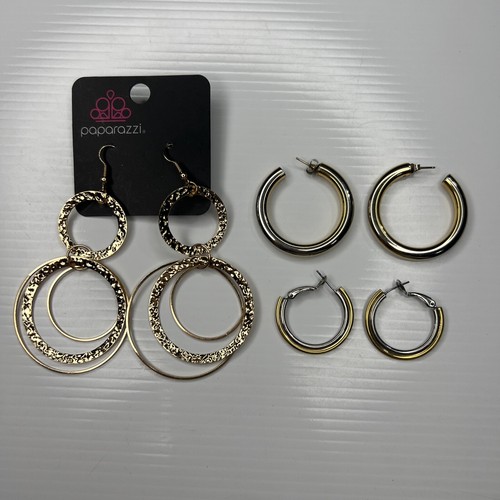 Lot gold hoops dangle boho - h3,