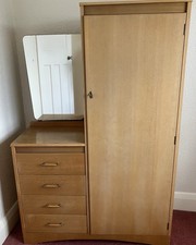 Vintage LEBUS Single Door Wardrobe/4 Drawer Tilting Mirror Combination Unit