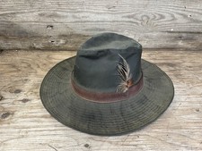 Unisex Barbour Waxed Cotton Dark Green Bucket Hat large