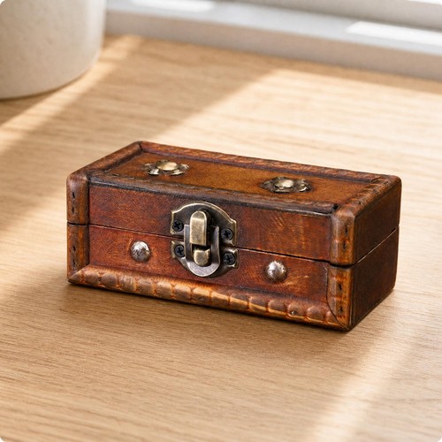 Distressed wooden storage box - distressed,