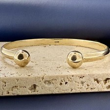 9ct Yellow Gold Gents D-Shape Torque Bangle – Solid – 20.6g