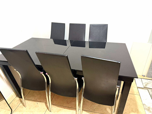 Black rectangular glass dining - rectangular,