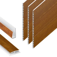 Hollow Soffit Board Oak 5m UPVC Tongue and Groove Cladding Sheet 300mm x 5m