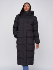 Womens Crosshatch Long line Jacket Parka Coat Puffer Padded Hooded Winter Bubble