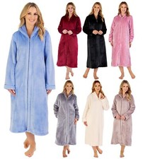Slenderella Fleece Zip Robe Ladies 46" Luxury Flannel Fleece Dressing Gown 