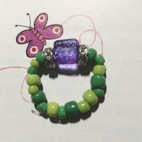 Green purple glass bead - green,