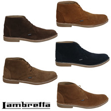 Mens Suede Desert Boots 3 Eye Lace Up Smart Casual Lambretta Carnaby 2 Boot