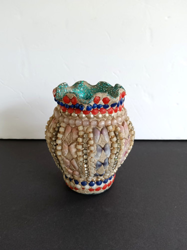 Vintage shell art vase - art,