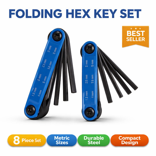 8pc folding hex key set - key, allen
