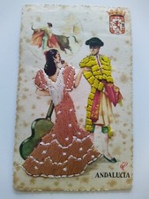 Vintage Postcard Spain  Embroidered  Lace Unposted