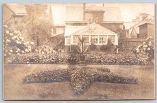 Postcard Residential Homes Star Bush in Yard RPPC D147