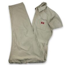 Vtg Dickies Jumpsuit Boiler-suit Overalls, Tan/Cream, Fits Large  (R+TJ1156)