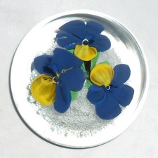 BEAUTIFUL VINTAGE RETRO MURANO PANSY FLOWER SIGNED GINO SEGUSO GLASS PAPERWEIGHT