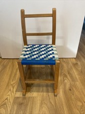 Vintage Mid-Century Modern Children's Rocking Chair, Woven Kids Vintage Seat