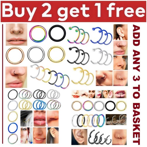 Surgical steel nose ring - steel,