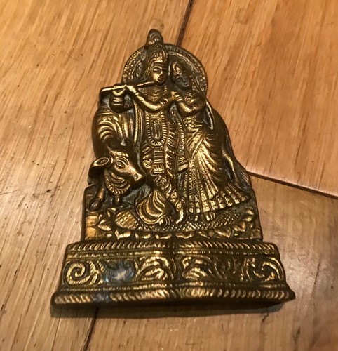 Brass radha krishna - brass, statue