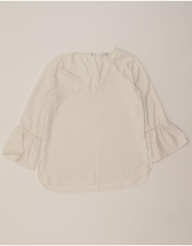 CALVIN KLEIN Womens Oversized 3/4 Sleeve Blouse Top UK 10 Small White BA05