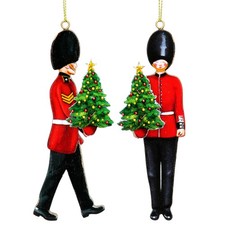 Gisela Graham London Guard Christmas Tree Decoration Beefeater Guardsman x 2