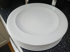 DENBY WHITE TRACE LARGE DINNER / GOURMET PLATES X 6
