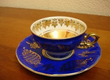 BAVARIA GERMANY ROYAL BLUE COFFEE CUP & SAUCER MID CENTURY DISPLAYS BEAUTIFULLY