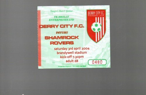 Used ticket derry city v - ticket,