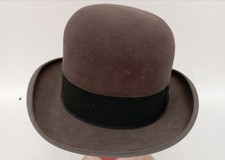 Vintage Christy's Men's Bowler Hat Grey Felt Black Band Headwear Accessory 59cm