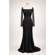 Reem Acra Black Beaded Off