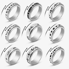 Sun and Moon Anxiety Fidget Ring Stainless Steel ADHD Decompression Jewelry Star
