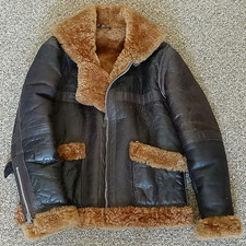 VINTAGE SHEARLING AVIATOR B-3 FLYING SHEEPSKIN JACKET - S - HEAVY DUTY QUALITY