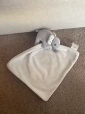 M&CO BABY GREY/WHITE ELEPHANT BLANKIE COMFORTER/RATTLE SOFT PLUSH TOY