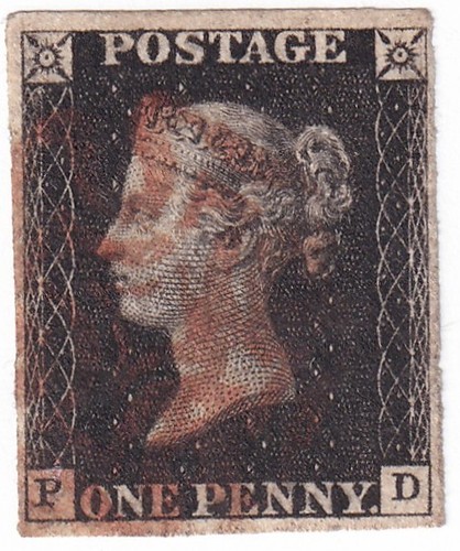 Black penny plate - 1d,