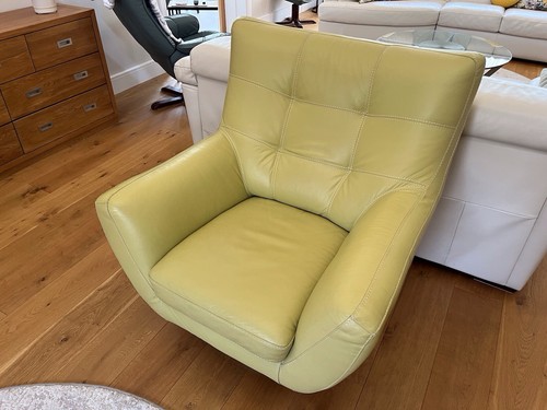 Green leather swivel chair - green,