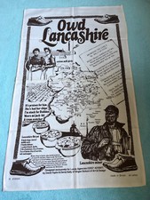 Tea Dish Towel Souvenir Owd Lancashire Map Recipes Scenes Captions