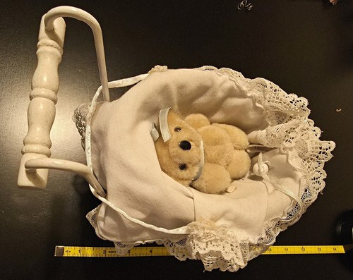 White wicker doll pram - wicker,