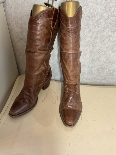 Faith brown leather cowboy - uk,