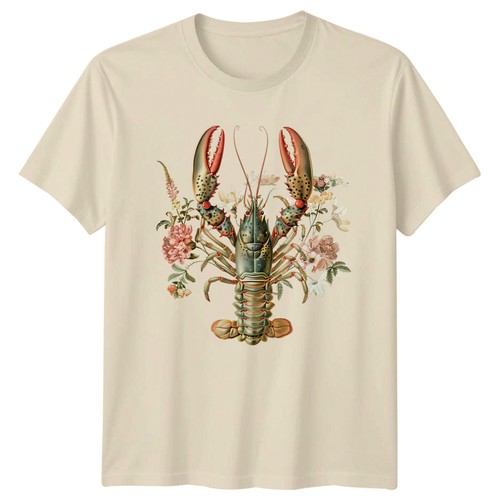 Vintage lobster with - vintage, flowers