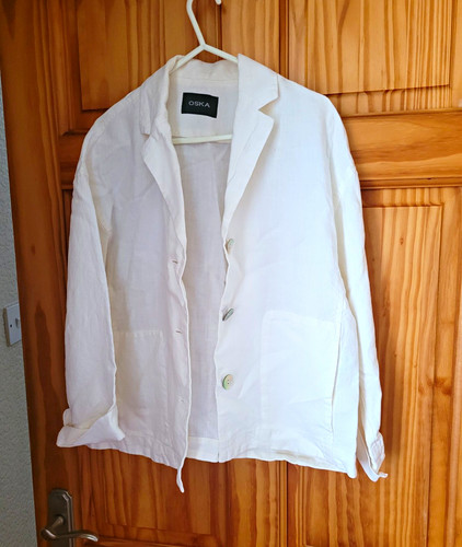 Oska cream linen button front - cream,