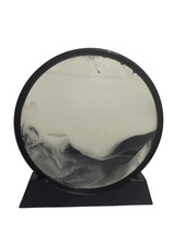 Moving 3D Sand Art Picture Round Glass Hourglass Deep Sea Black White Home Decor