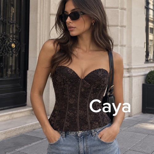 Zara lace corset - zara, brown