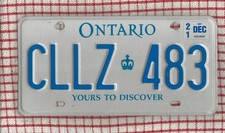 ONTARIO CANADA CANADIAN AMERICAN LICENSE NUMBER PLATE #Ont