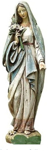 Mary holding lily bouquet - mary,