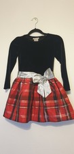 Girls Tartan Taffeta Skirt With Velvet Bodice.