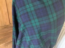 vintage tartan cotton craft cotton blend fabric greens and blues 3 yards x 31”