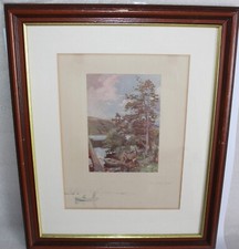FRAMED LITHOGRAPH TITLE THE OTHER BOAT FISHERMAN WITH ROWING BOAT