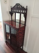 Antique Edwardian Burnt wood display cabinet Beautiful Rare
