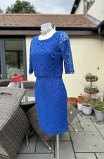 Michaela Louisa Vibrant Cobalt Blue Floral Lace Occasion midi  Dress Size  S 8