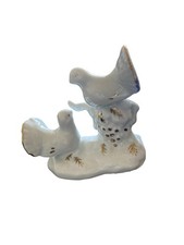 Vintage Turtle Doves Ornament Figurine  White Small With Gold Colour Details