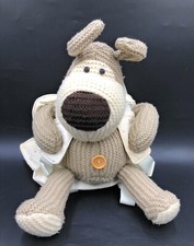 Boofle Knitted Dog Teddy Backpack Toy 15" High Dog & 10" Bag With Straps