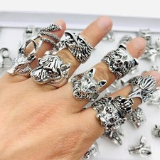 50pcs Silver Rings Men Womens