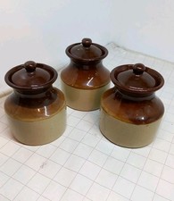 3" Earthenware Lidded Jars x 3